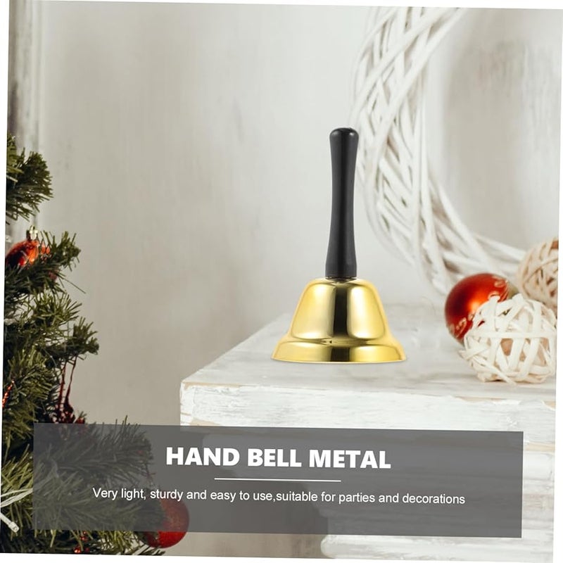 Golden Metal Hand Bell With Handle For Christmas Parties School Events Home Decor - Image 4